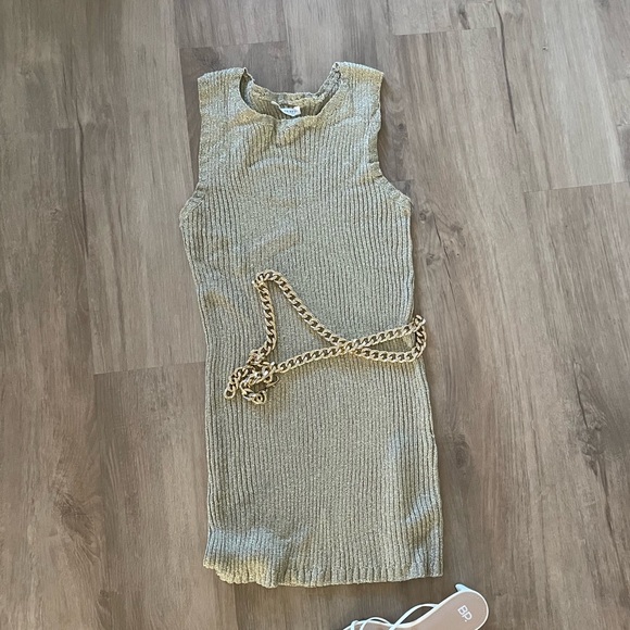 Gold Knit Mini Dress - Picture 3 of 3